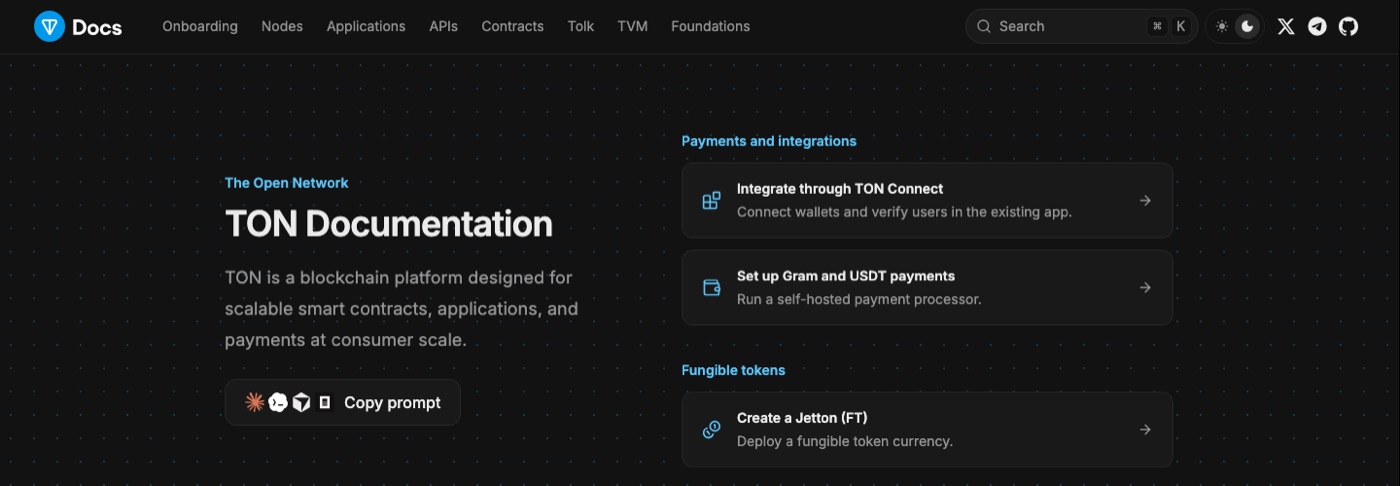 Screenshot of TON’s documentation referring to Gram and USDT payments.